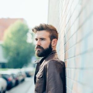 young handsome bearded man outdoor